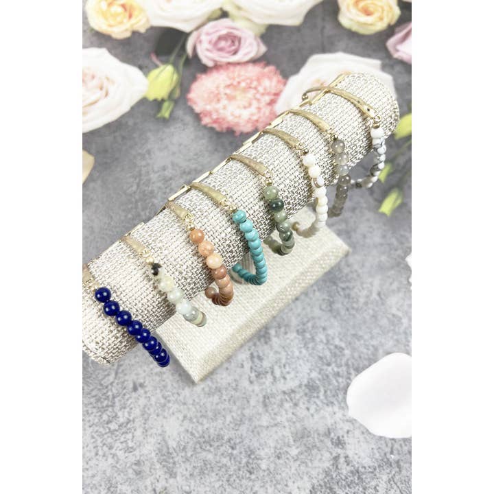 JHP Collection - Wholesale Beaded Bracelet - RELIGIOUS METAL CROSS STONE BEADED BRACELET