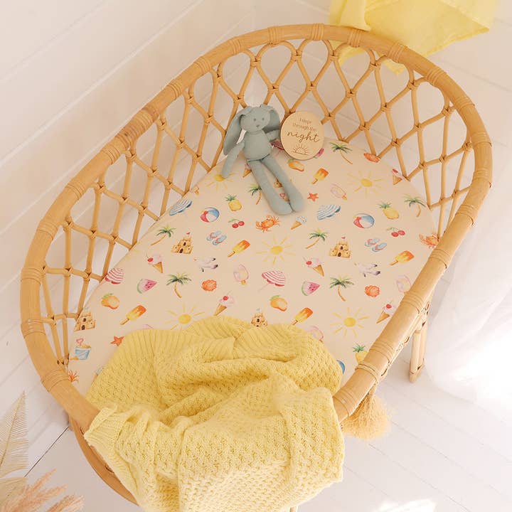 Snuggle Hunny - Wholesale Bassinet - Baby - Beach Fun Organic Bassinet Sheet / Change Pad Cover2