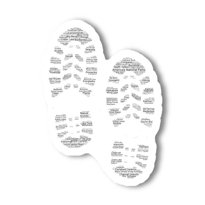 National Parks Hiking Boot Print Sticker for wholesale by National Parks and Beyond