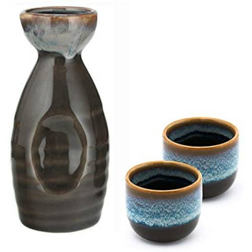 Ensemble de saké, bouteille Tokkuri de 5 fl oz avec deux tasses de 1,5 oz liq (Cop pour la vente par Melange Marche