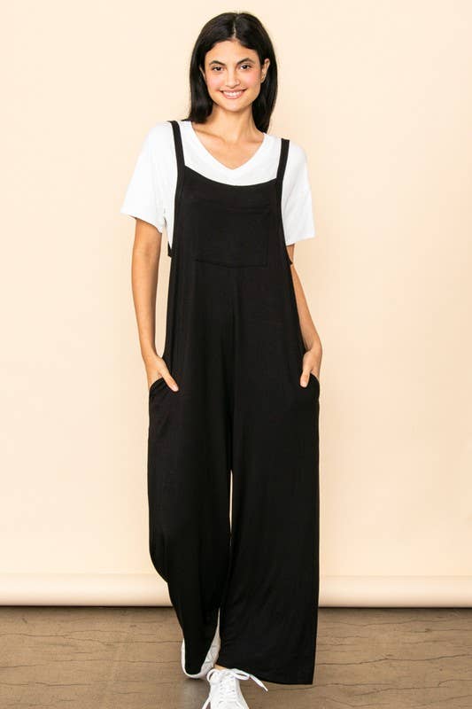 Elloh Collection - Wholesale Jumpsuit - Women's - Casual Comfy Wide Leg Overall Jumper w Bib and Side Pockets19