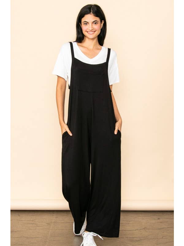 Elloh Collection - Wholesale Jumpsuit - Women's - Casual Comfy Wide Leg Overall Jumper w Bib and Side Pockets19