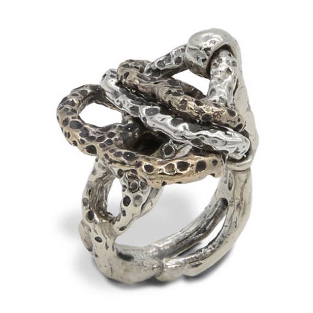 Ring van 925 zilver en brons (AR162) voor wholesale door Mandile Gioielli