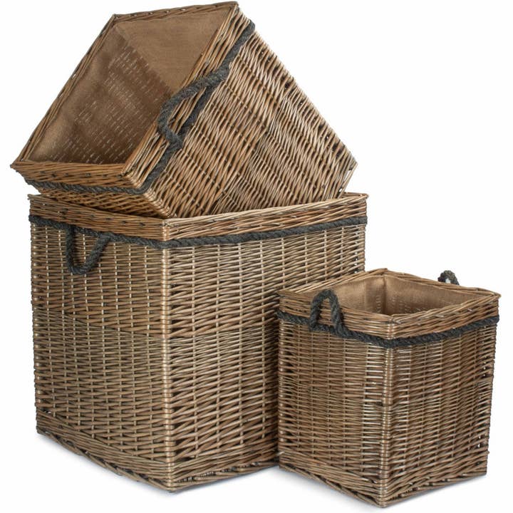 Panier à bûches Antique Wash Square pour la vente par Red Hamper