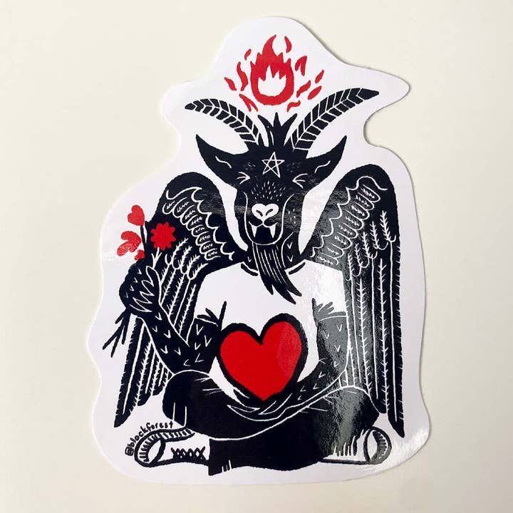 Baphomet Be Mine Vinyl Sticker for wholesale by Blockforest