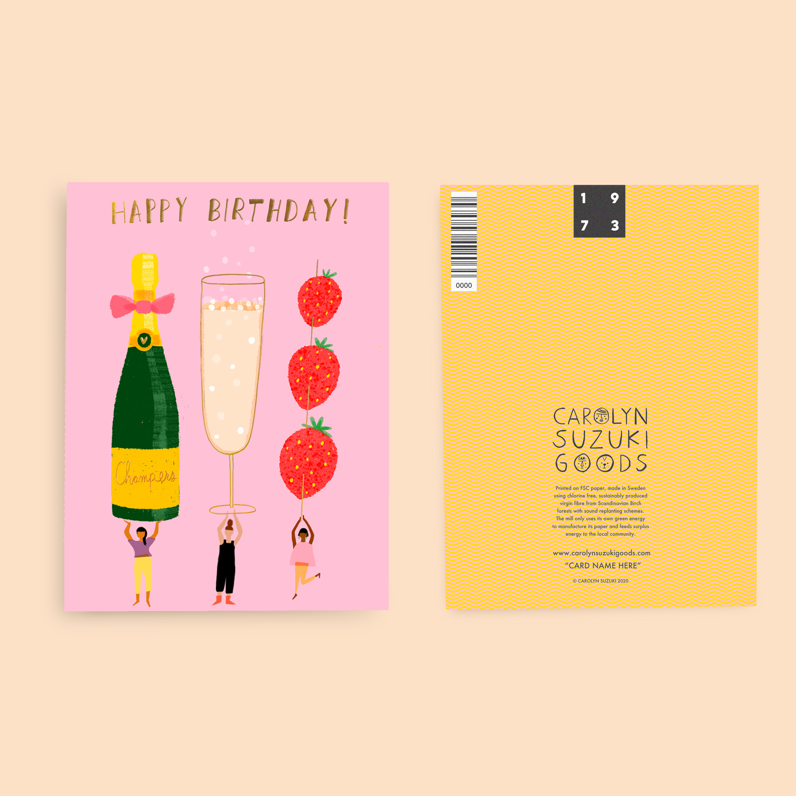 Carolyn Suzuki - Wholesale Birthday Card - CHAMPAGNE WISHES - Birthday Card1