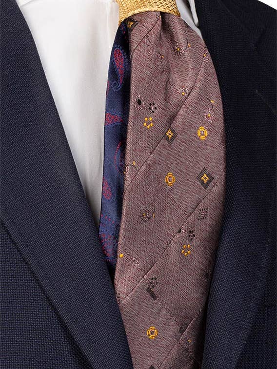 Gravata Mosaico Patchwork de Seda Rosa Antiga PM332 por atacado de Graffeo Cravatte