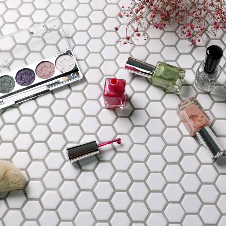 WS Tiles - Wholesale Wall Tile - Retro 1" Hexagon Porcelain Tile, Matte Finished Floor & Wall Tile - 9.19 Square Feet Per Carton - White4