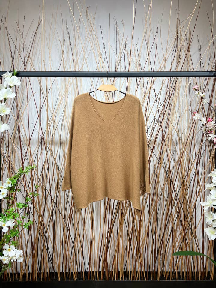 L'Emotion - Wholesale Knit Sweater - Women's - Fringed Viscose Nylon Wide Neck Sweater2