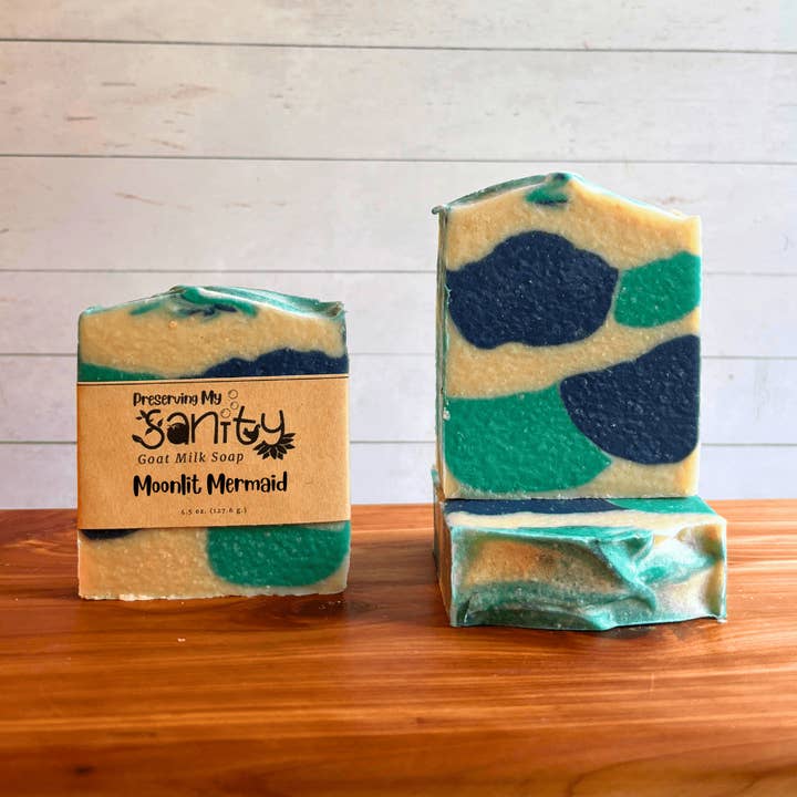 Moonlit Mermaid Soap | Beach-Inspired Artisan Goat Milk Soap for wholesale by Preserving My Sanity Goat Milk Soap