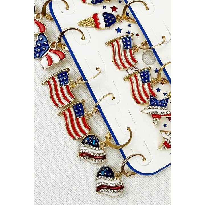 MIX COLOR 4TH OF JULY Huggie Earrings for wholesale on Faire