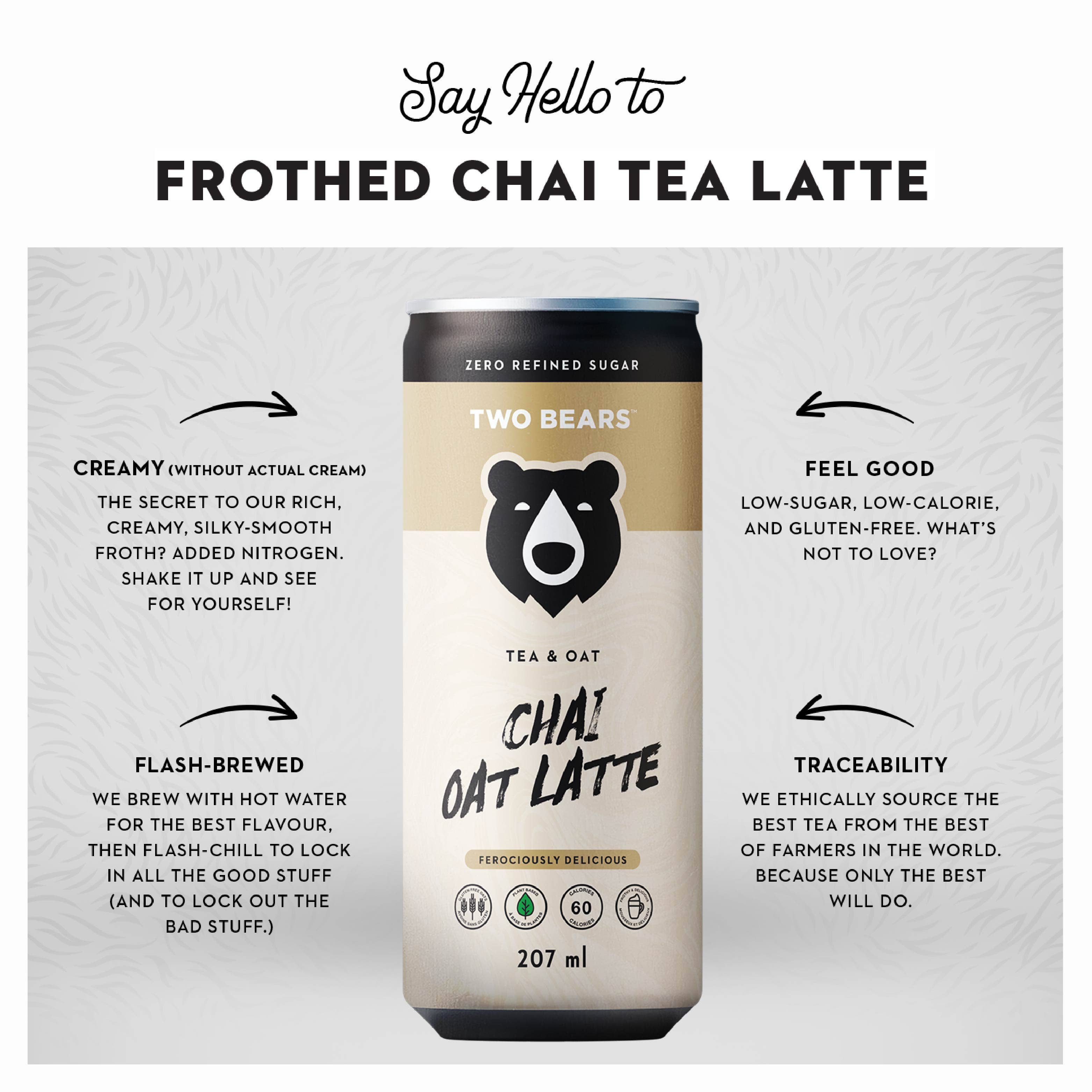 Two Bears - Vendita all'ingrosso Tè freddo - Latte di tè chai con avena montata (207 ml)1