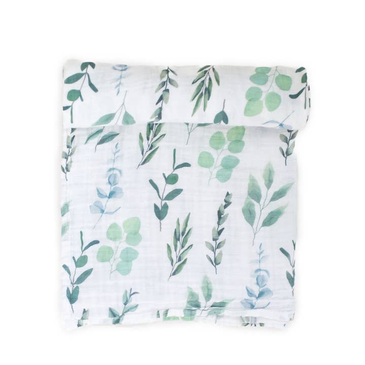 Fawn & Foster - Wholesale Swaddle - Baby - Organic Muslin Gauze Swaddle Receiving Blanket | Sage Leaves1