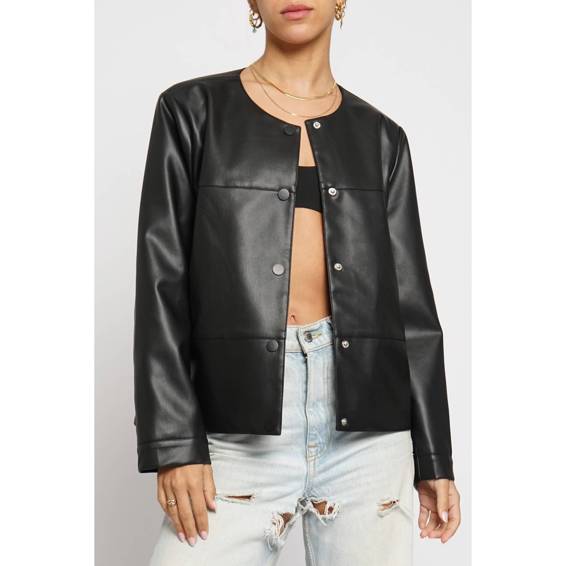 Sans Souci – Engroshandel Motorcykeljakke - Dame – KORT JAKKE I IMITERET LÆDER0