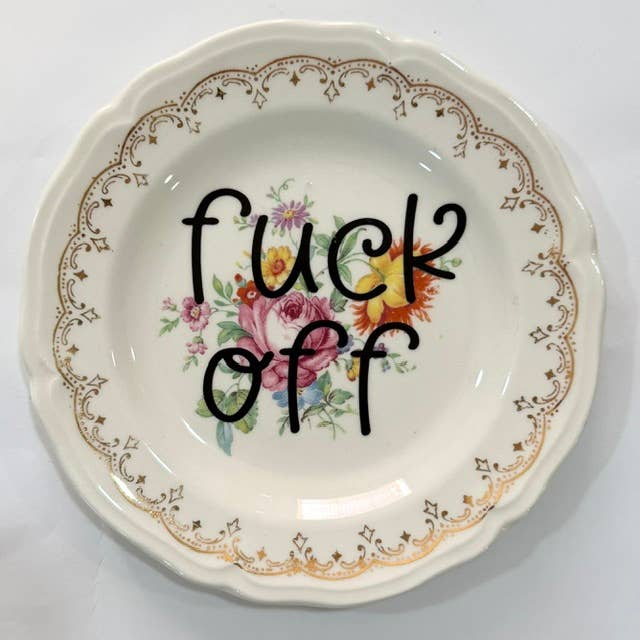 Assiettes Vintage à Jurons - "Va te faire foutre" #2 pour la vente par Un Peche Mignon
