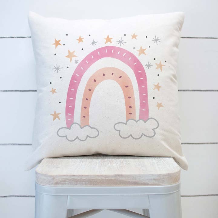 Roze regenboog met sterren kussensloop Rainbow meisjeskamer voor wholesale door Rising Tide Vintage