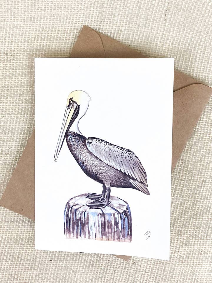 Pelican Notecard, Blank Inside for wholesale by Streetlightbirds