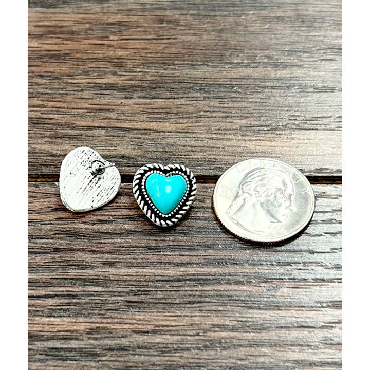 ISAC Trading Inc - Wholesale Stud/Post Earrings - 723851, 9mm Heart Turquoise Stud Earrings1