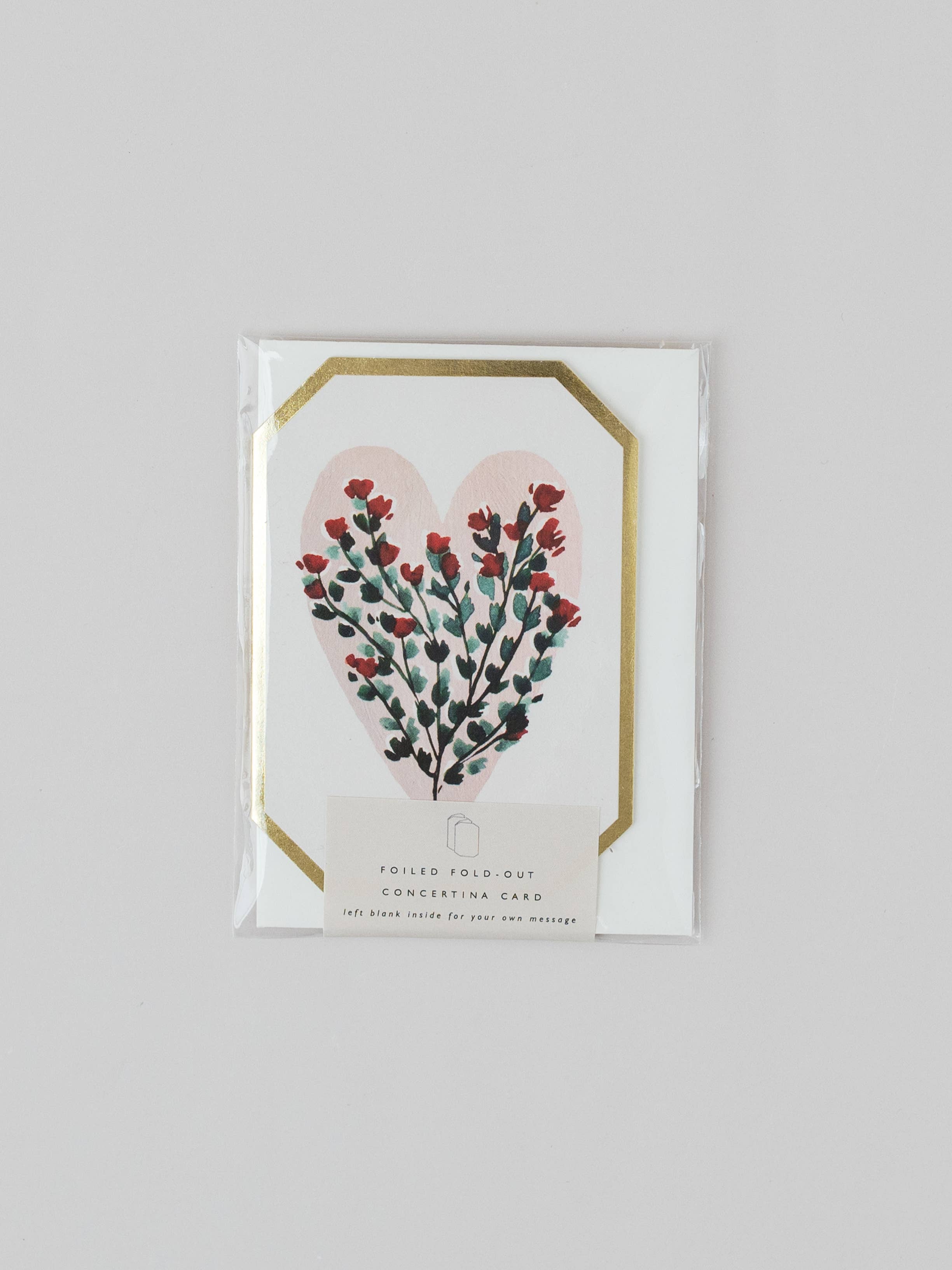 Katie Housley – wholesale Love card – CONCERTINA HEART FLORAL DIE CUT LOVE MINI VALENTINES CARD 1
