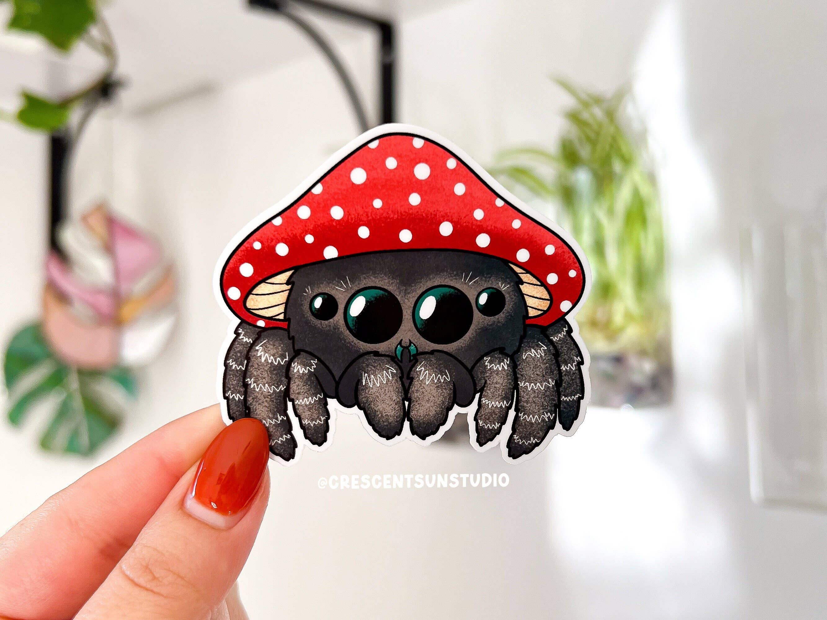 Crescent Sun Studio - Wholesale Sticker - Bold Jumping Spider Sticker, Arachnid Sticker