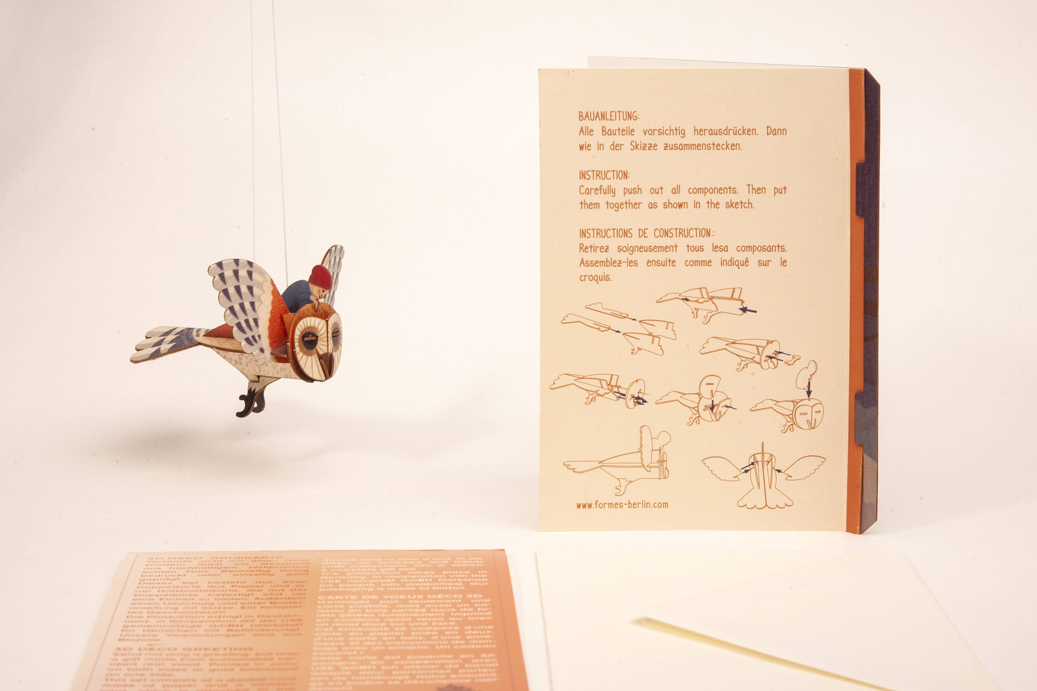 Formes Berlin GbR - Vente Cartes de Noël - Carte de vœux déco 3D chouette2