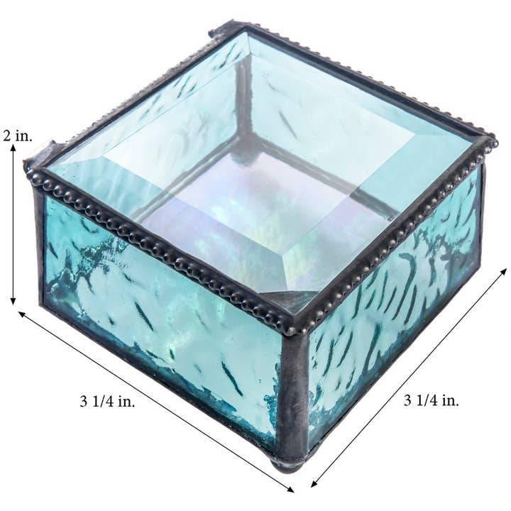 J Devlin Glass Art & Bert Anderson Collection - Wholesale Jewelry Box/Organizer - Box 898 Windsor Blue Glass Box - Round Feet2