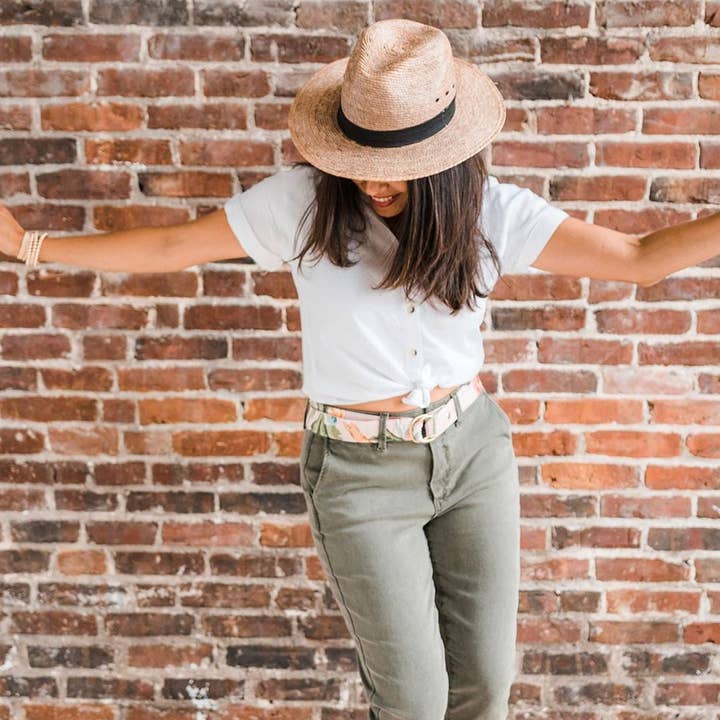 Plum Island Floral Fabric Belt for wholesale by Sara Thurston Designs