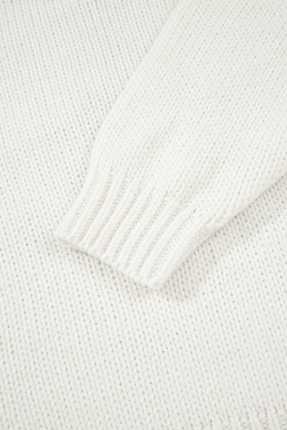 White Western Boots Bow Embroidered Drop Shoulder Sweater for wholesale on Faire8