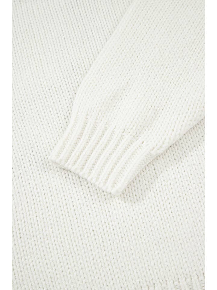 White Western Boots Bow Embroidered Drop Shoulder Sweater for wholesale on Faire8