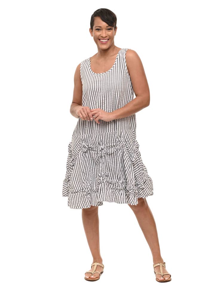 Tulip Clothing - Vente Tunique – femme - Tunique Matilda CV379 à rayures Murphy Seersucker*