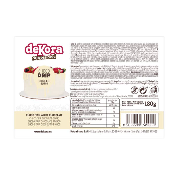 dekora - Wholesale Chocolate - CHOCO DRIP WHITE CHOCOLATE 180 G GLUTEN-FREE1