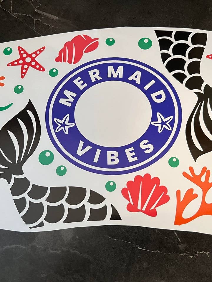 Mermaid Vibes Theme Cold Cup Wrap for wholesale by The Crazy Craft Girl LLC
