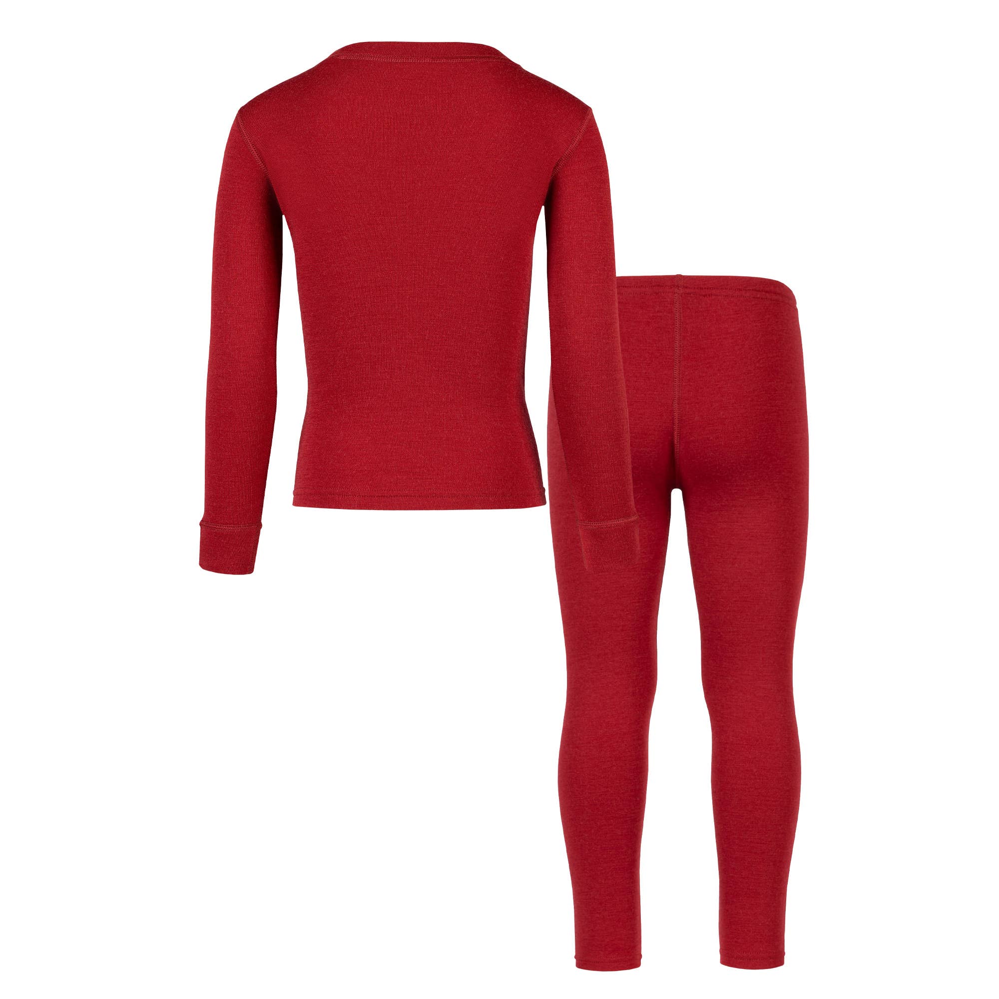 menique - Vente Ensemble haut et pantalon – enfant - Ensemble thermique mi-lourd en mérinos à manches longues et pantalon rouge cerise1