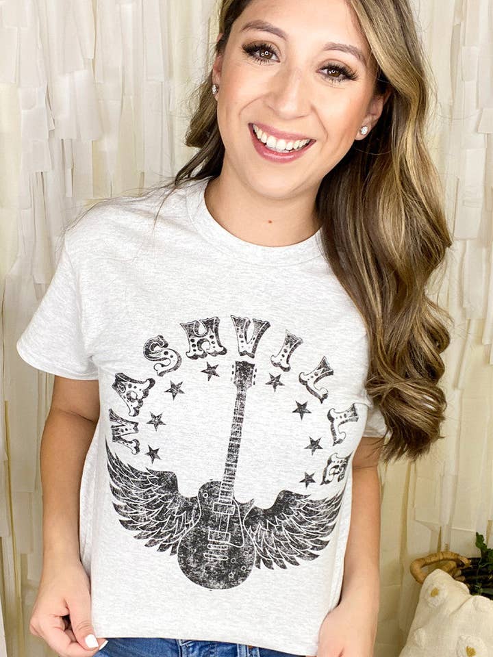 Nashville Guitar Graphic T-Shirt for wholesale by Sugar Stitch