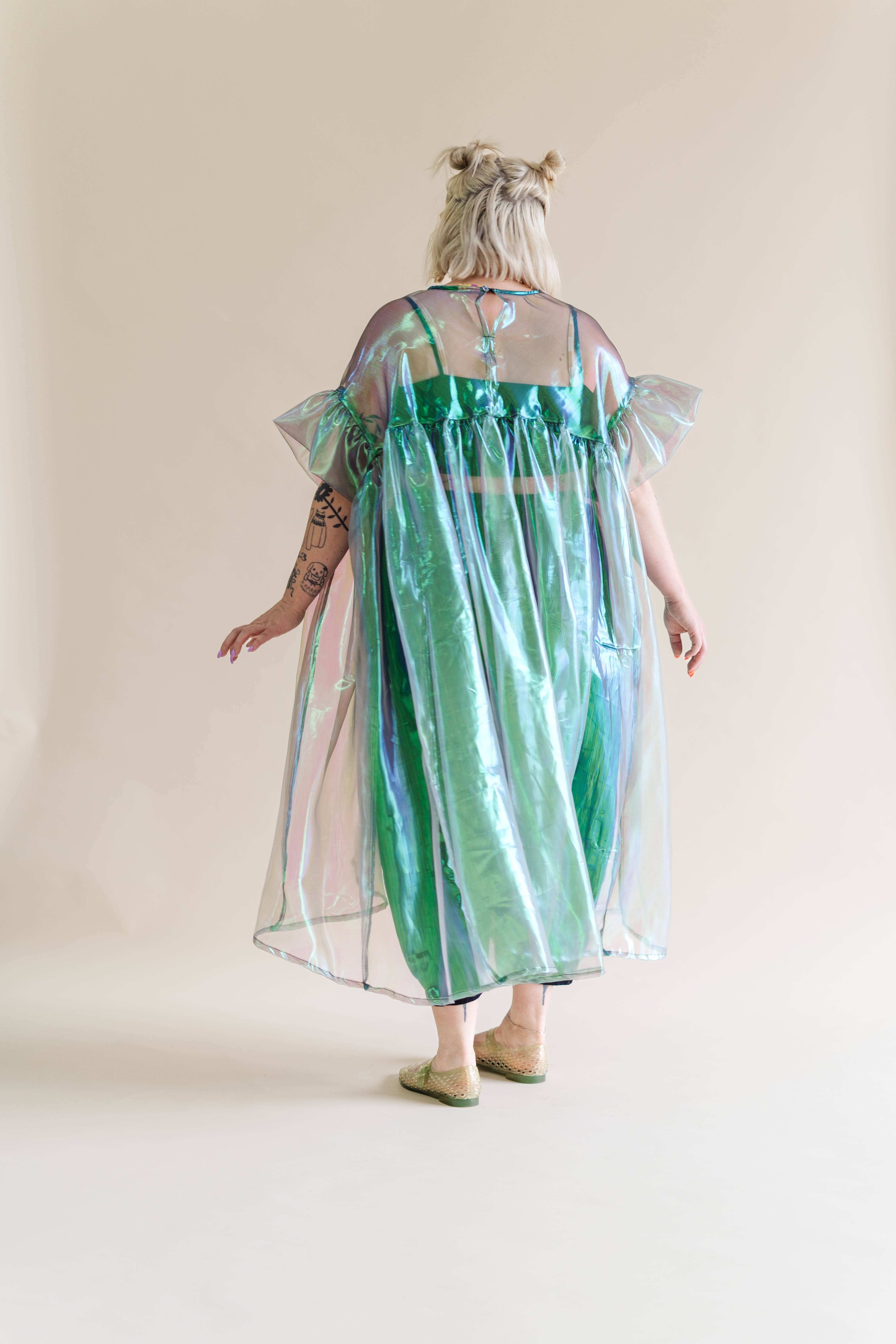 Nettle Studios - Wholesale Dress - Women's - Size-Inclusive Plus Size Gathered Sheer Green Maxi Dress8