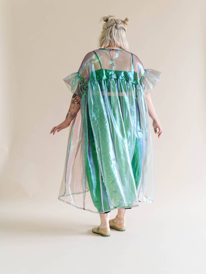 Nettle Studios - Wholesale Dress - Women's - Size-Inclusive Plus Size Gathered Sheer Green Maxi Dress8