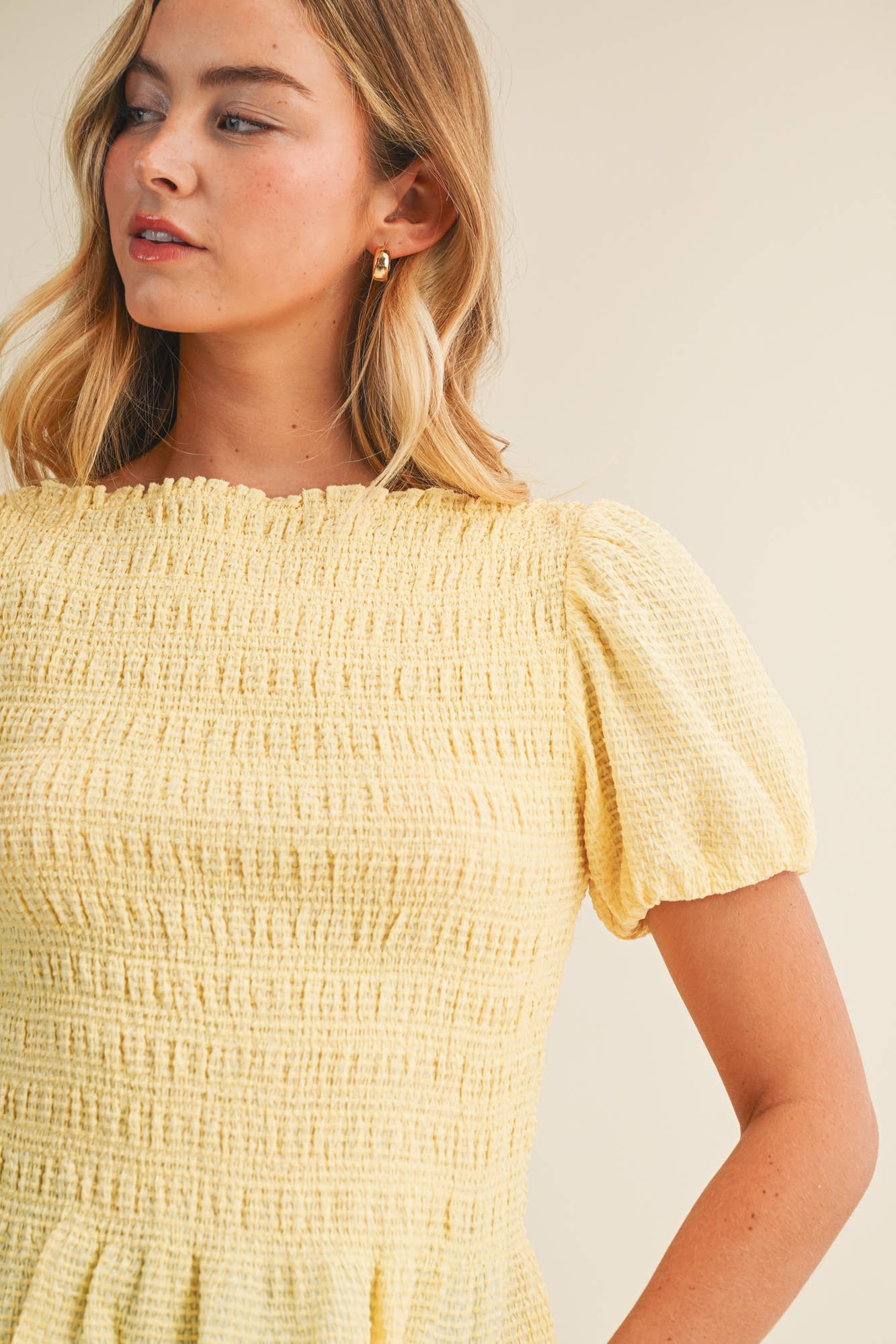 Mustard Seed - Wholesale Blouse - Women's - FLOCKED STRIPE SMOCKED PUFF SLEEVE TOP4