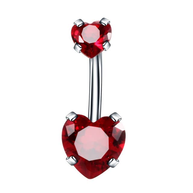 Gemscape UK - Wholesale Belly Ring - Heart shaped Belly Button - Two Stone Design14