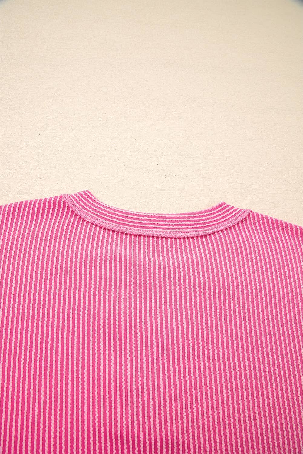 66DISCO - Wholesale Knit Top - Women's - Plaid Colorblock Corded Patchwork Split Neck Top (S-4X)16