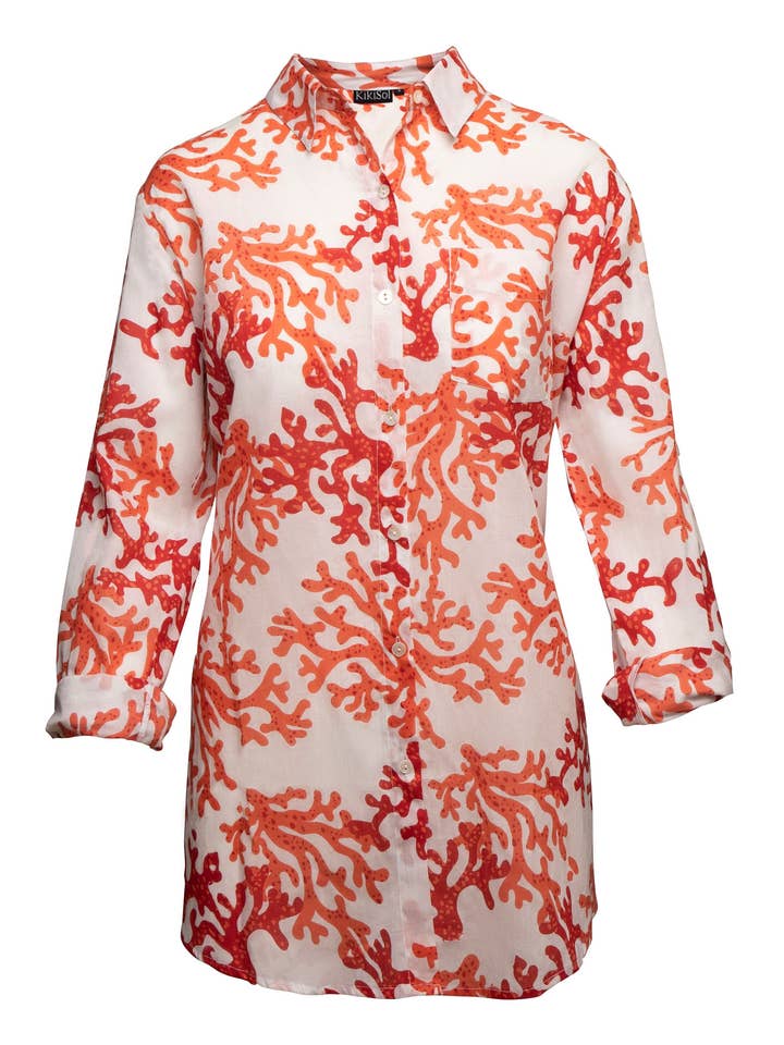 Papayas Coral KikiSol pojkvänskjorta för wholesale av KikiSol