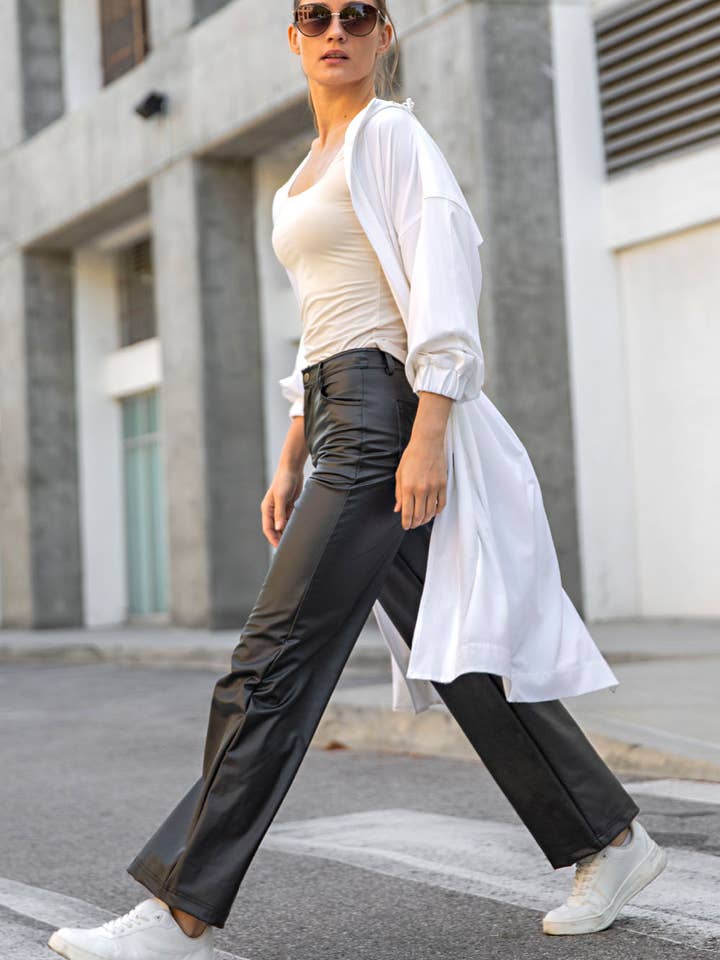 CRINKLE WOVEN LONG HOODIE JACKET for wholesale by Rae Mode