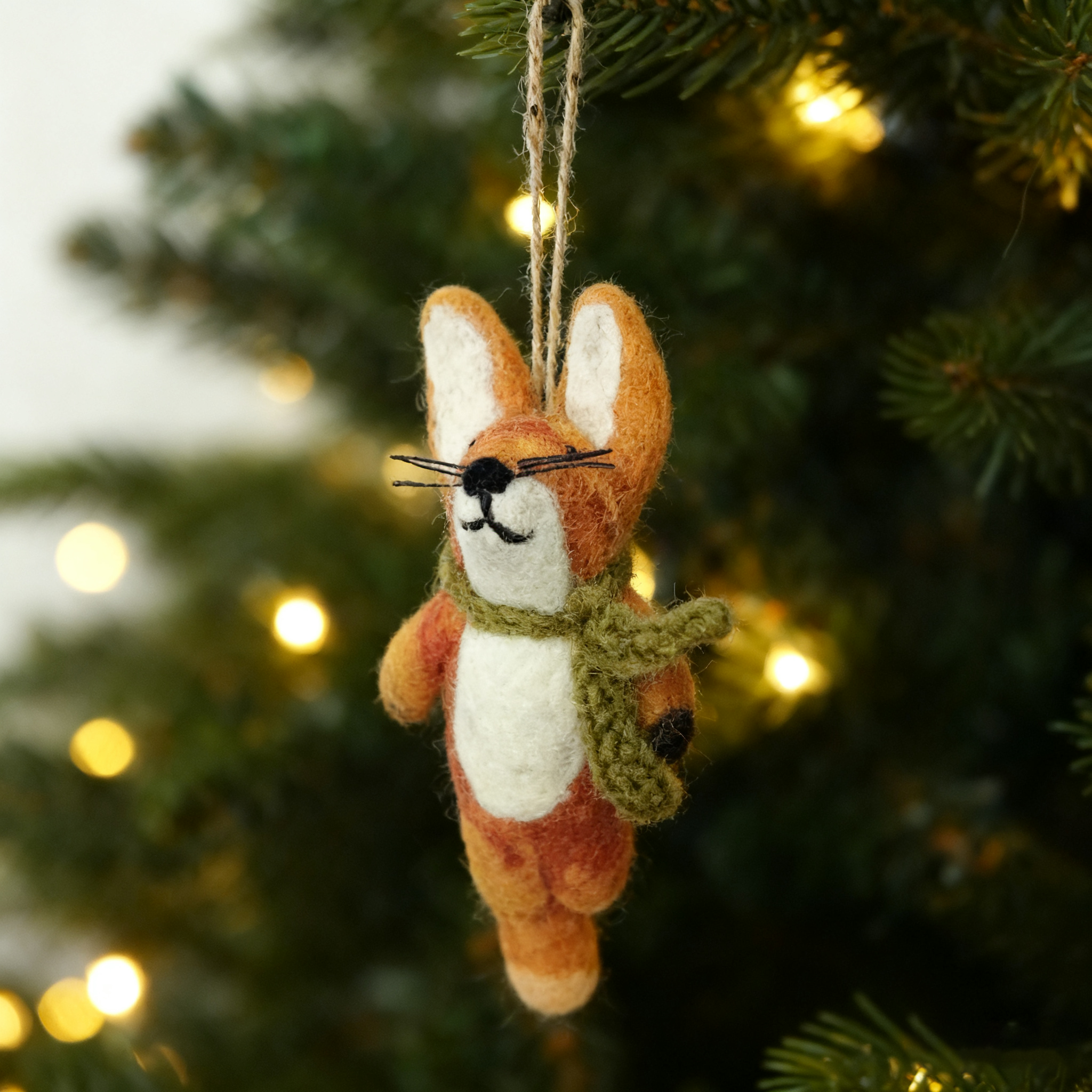 Sparkle Being – wholesale Ornament – Wool Felt Scarf Fox Ornament – Handmade in Nepal2
