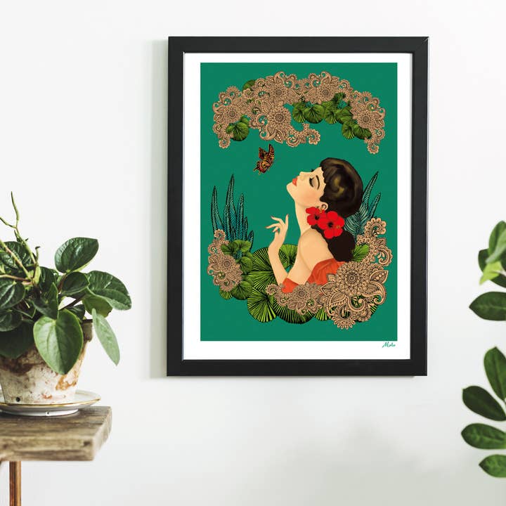 Belleza Tropical Años 50 Pinup Tiki Butterfly Vintage Girl Madre para venta al por mayor de Msdre