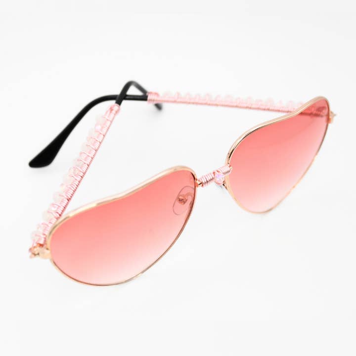 Born to Roam Trading Post - Wholesale Sunglasses - Women's - Heart-Shaped Sunglasses with Rose Quartz4