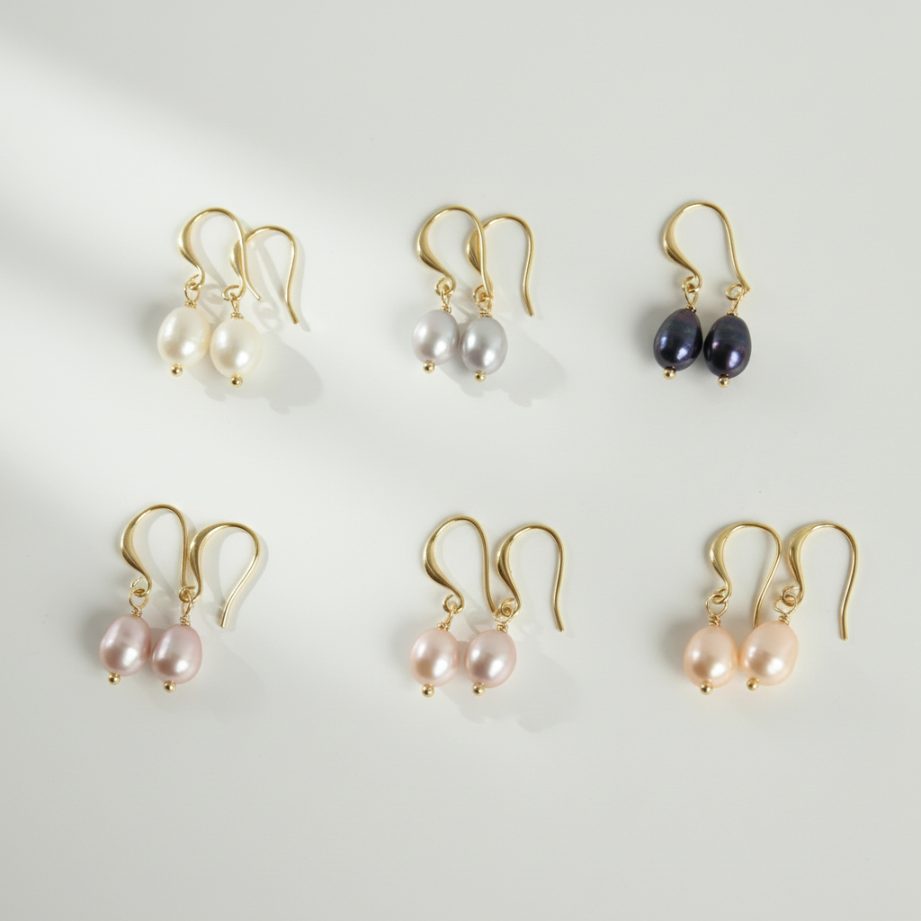 iBijoux – Engroshandel Hængeøreringe og creoløreringe – Minimalistiske ferskvandsperle-øreringe med vedhæng (1E04a)5