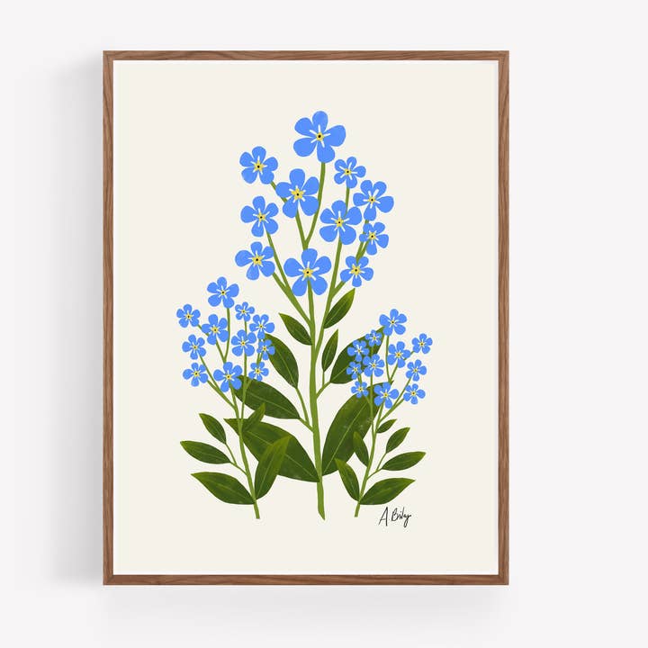 Forget Me Not - Wildflowers Illustration Print for wholesale by Annie Bailey Art