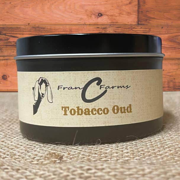 FranCee Farms - Wholesale Travel Candles - Tobacco Oud Candle Tin0