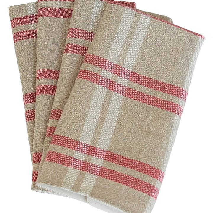 Set di 4 strofinacci in lino naturale, 35,6 x 55,9 cm per la vendita all'ingrosso da parte di Xia Home Fashions & Manor Luxe