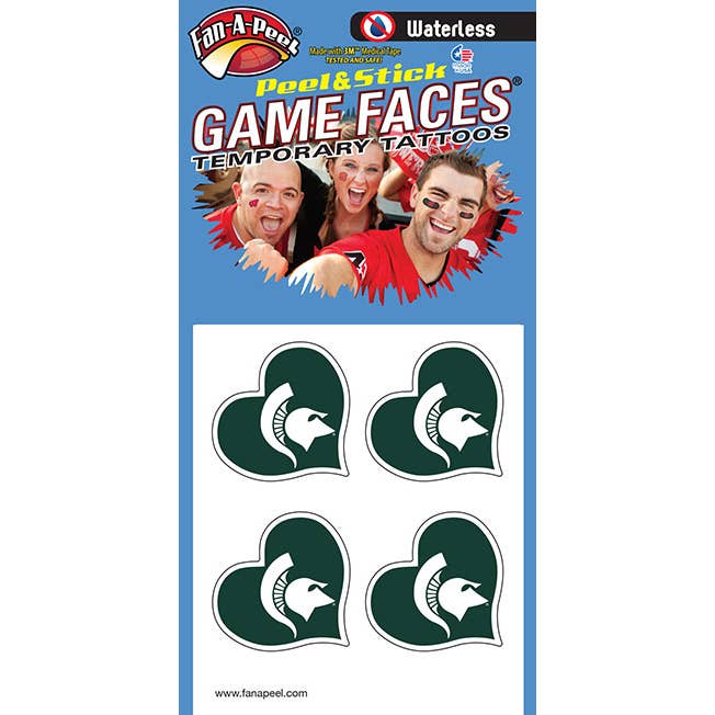 Fanapeel / Gamefaces - Wholesale Temporary Tattoo - Michigan State Game Faces® Temporary Tattoos