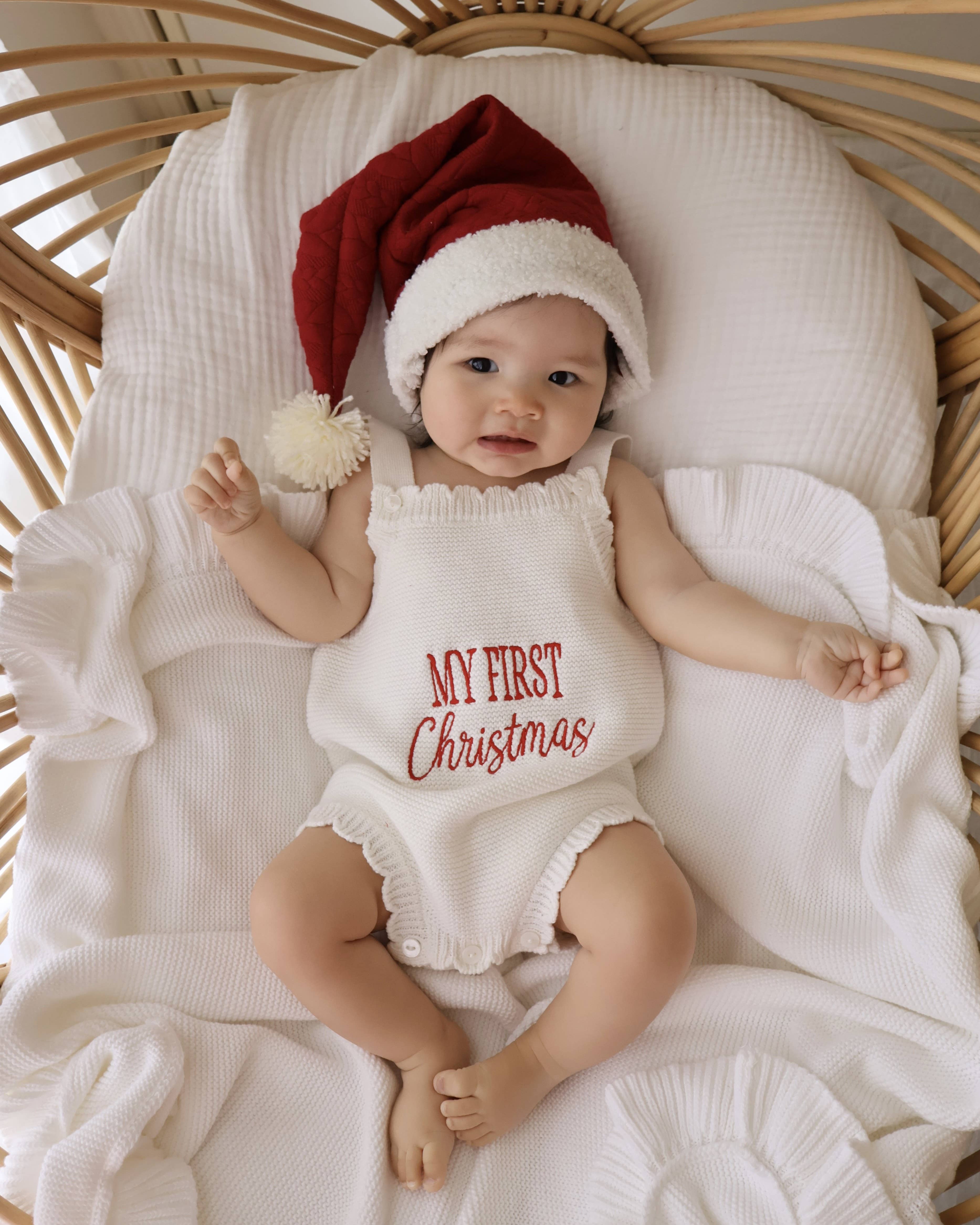 Elke & Indigo - Wholesale Bodysuit (Non-Footed) - Baby - My First Christmas Romper - Scallop Edge